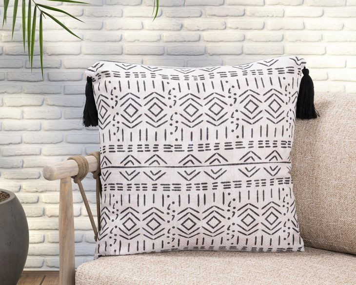 Indoor and Outdoor Zambia Cream Square Accent Pillow