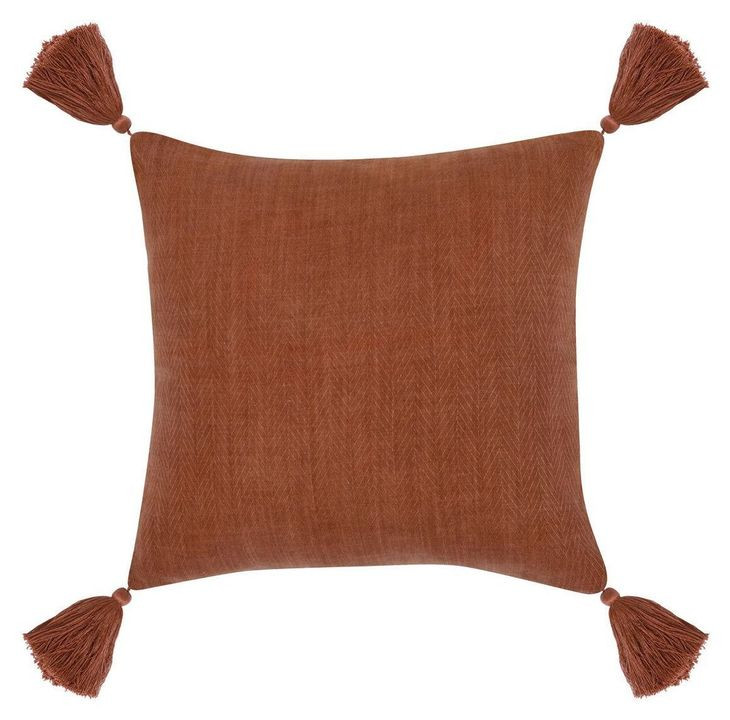 Indoor and Outdoor Karo Red Clay Square Accent Pillow