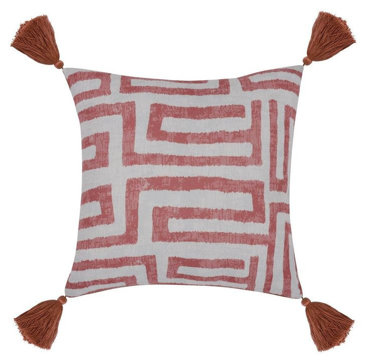 Indoor and Outdoor Karo Red Clay Square Accent Pillow