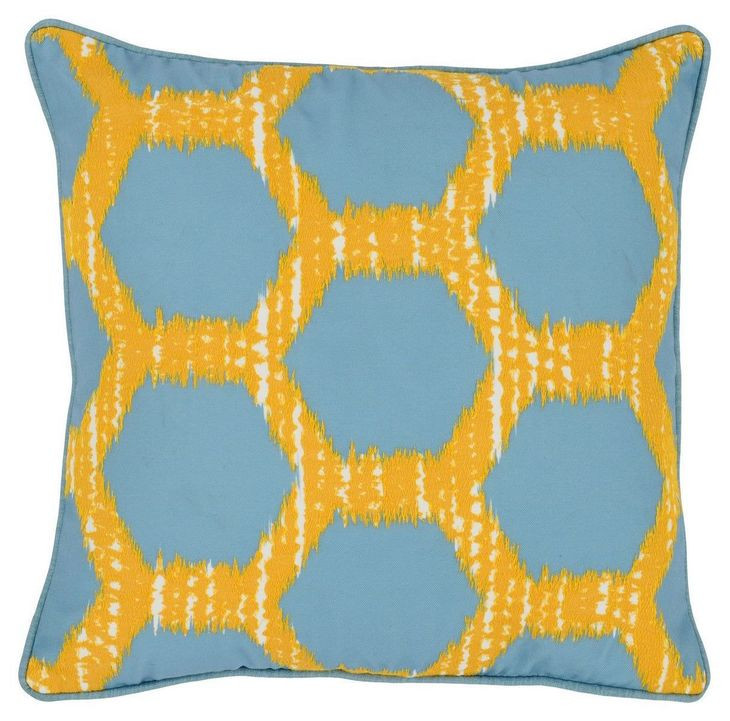 Indoor and Outdoor Gaines Yellow Square Accent Pillow