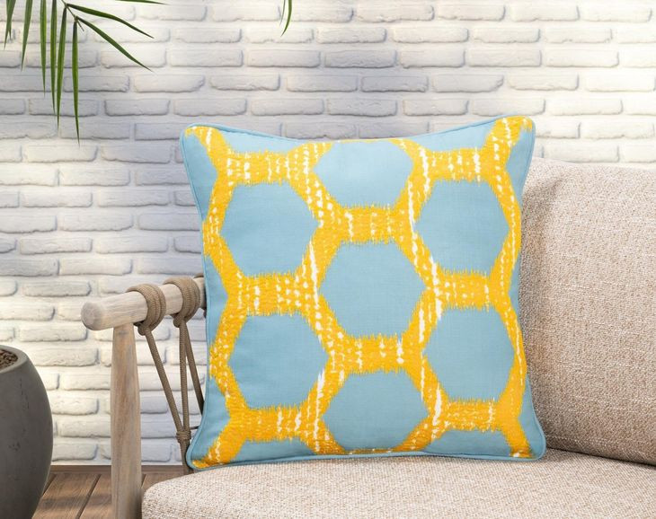 Indoor and Outdoor Gaines Yellow Square Accent Pillow