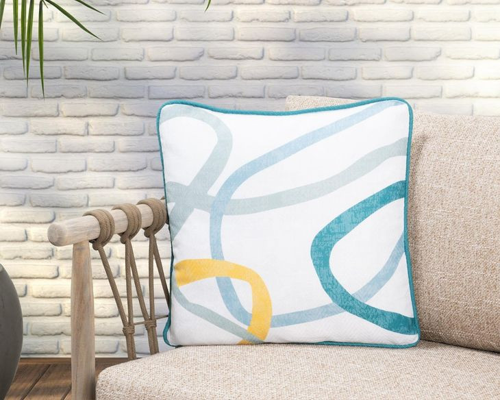 Indoor and Outdoor Fulton White Square Accent Pillow