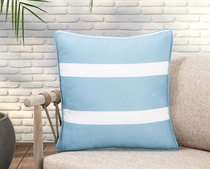 Indoor and Outdoor Hall Blue Square Accent Pillow