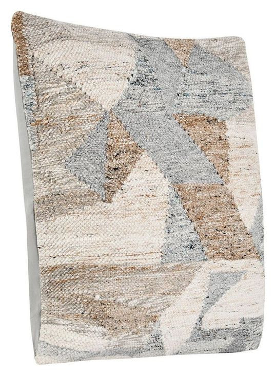 Performance Savanna Gray and Beige Square Accent Pillow