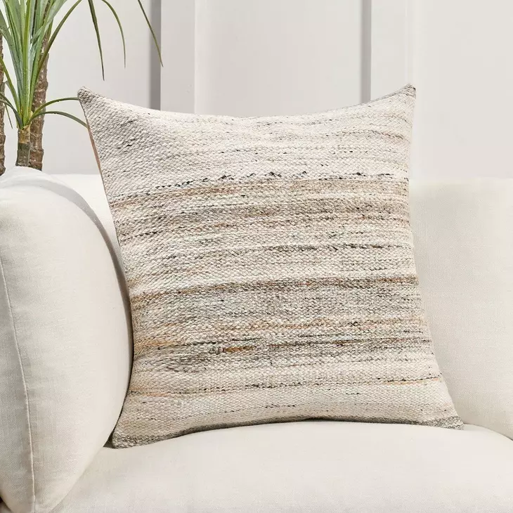 Performance Plateau Sand and Beige Square Accent Pillow Set of 2