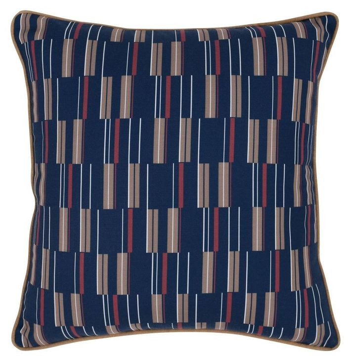 Terranea Nantucket Blue and Brown Square Accent Pillow