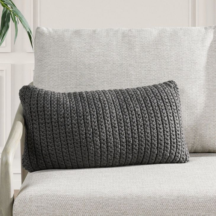 Prism Dark Gray Rectangular Accent Pillow