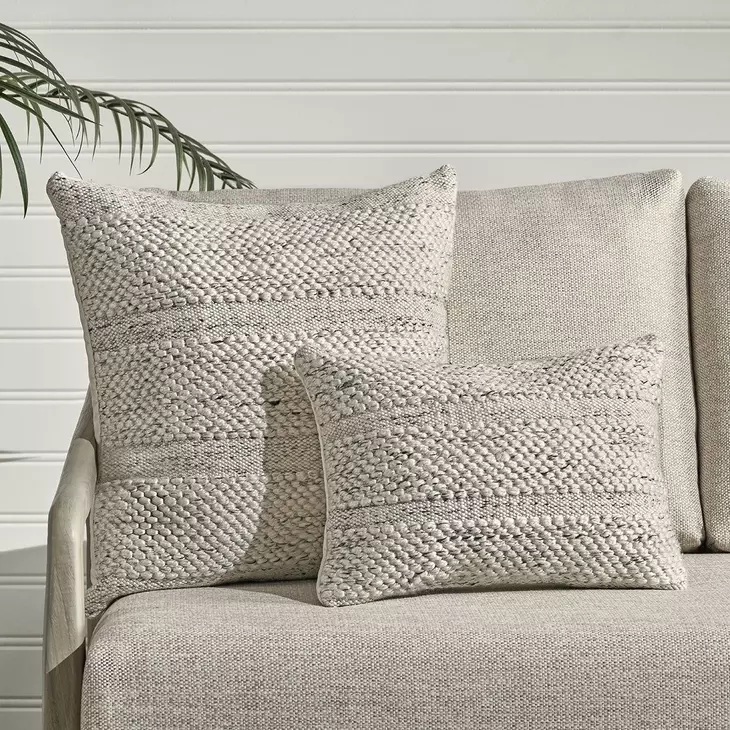 Shades Ford Ivory and Gray Rectangular Accent Pillow Set of 2