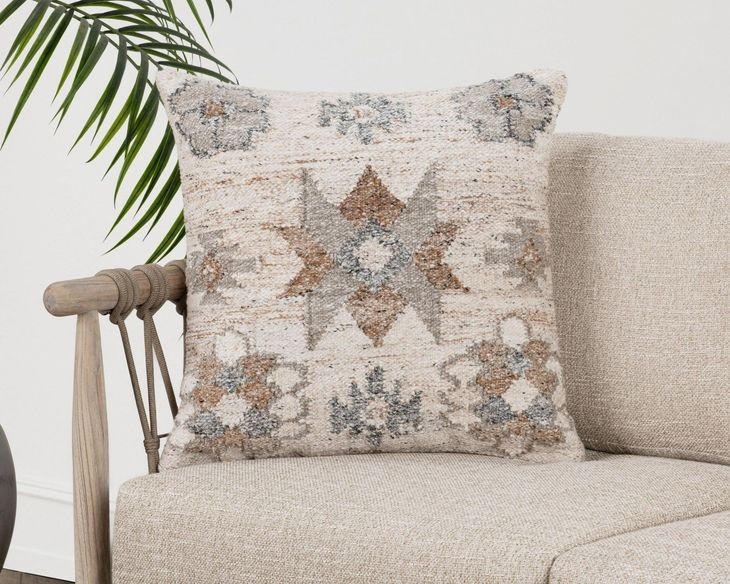 Performance Ardeth Clay and Beige Square Accent Pillow