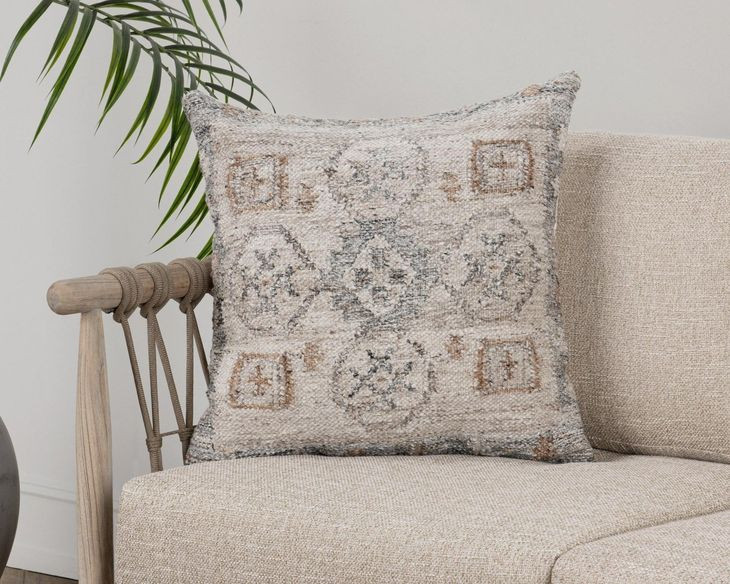 Performance Lukens Gray and Brown Square Accent Pillow