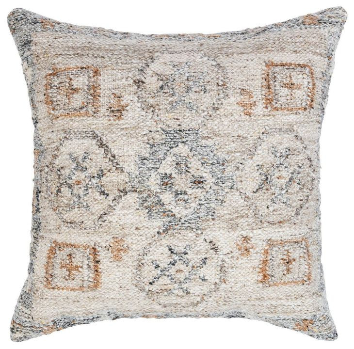 Performance Lukens Gray and Brown Square Accent Pillow