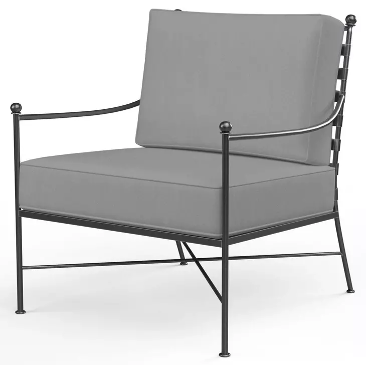 Provence Canvas Granite Upholstered Outdoor Club Chair with Self Welt