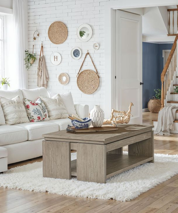 Conrad Stone Harbor Gray Rectangular Lift Top Occassional Table Set