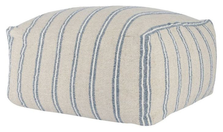 Poufs Delgada Natural and Blue Square Accent Pouf