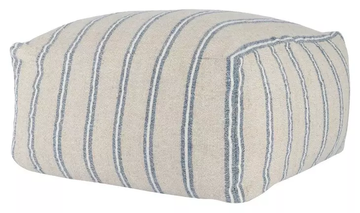 Poufs Delgada Natural and Blue Square Accent Pouf