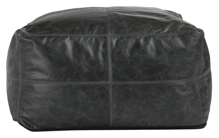 Poufs Leather Dexter Onyx Leather Square Accent Pouf
