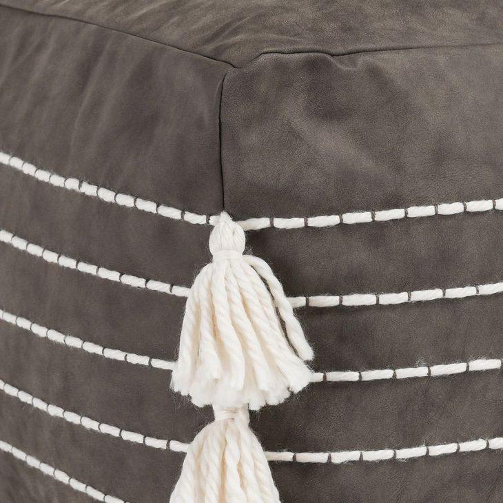 Poufs Ezekiel Vegan Leather Hickory Square Accent Pouf