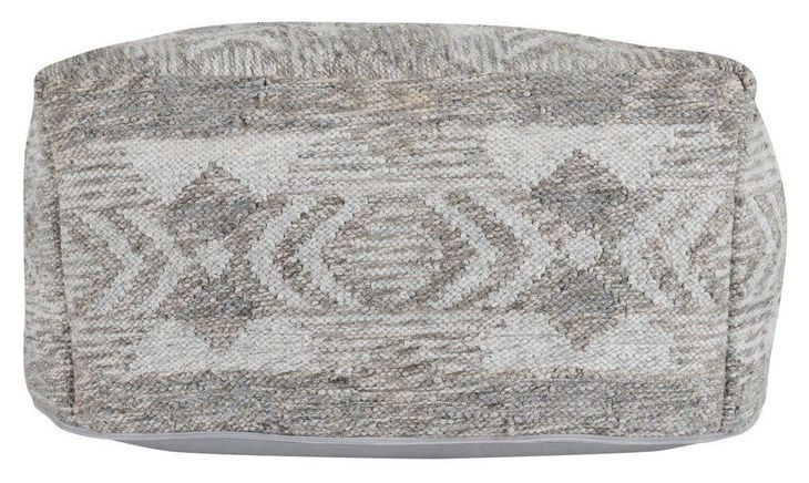 Performance Caravan Gray and Cream Square Outdoor Pouf