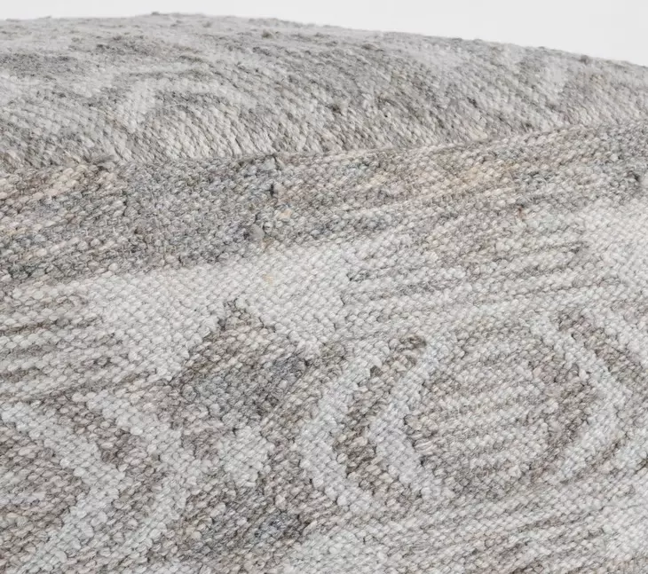Performance Caravan Gray and Cream Square Outdoor Pouf