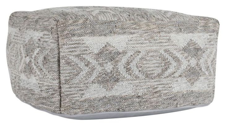 Performance Caravan Gray and Cream Square Outdoor Pouf