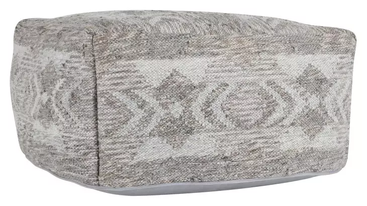 Performance Caravan Gray and Cream Square Outdoor Pouf