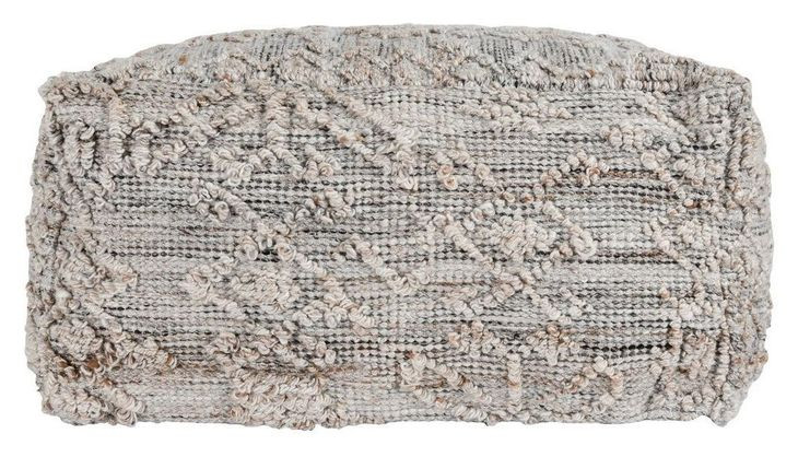 Performance Tundra Gray and Beige Square Outdoor Pouf