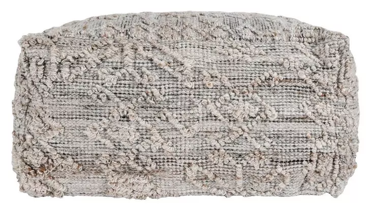 Performance Tundra Gray and Beige Square Outdoor Pouf