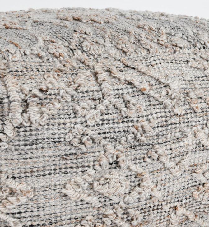 Performance Tundra Gray and Beige Square Outdoor Pouf