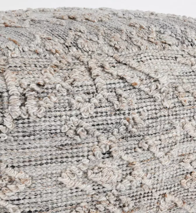 Performance Tundra Gray and Beige Square Outdoor Pouf