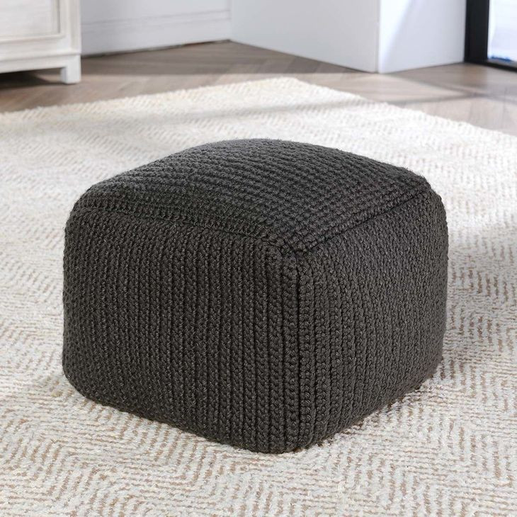 Prism Dark Gray Square Outdoor Pouf