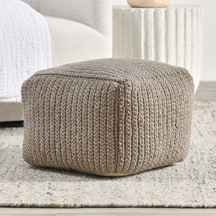 Prism Natural Square Outdoor Pouf