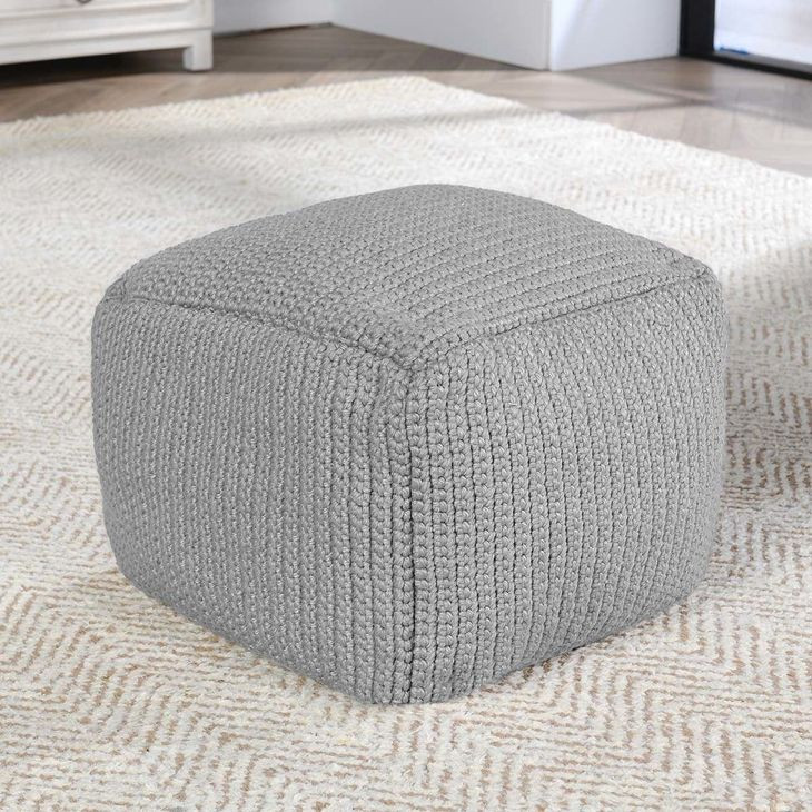 Prism Gray Square Outdoor Pouf