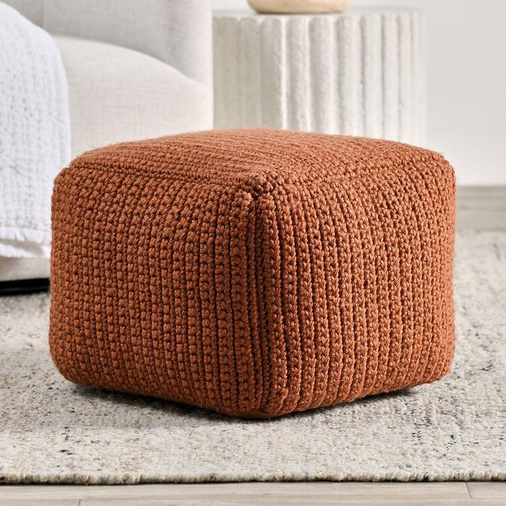 Prism Terra Cotta Square Outdoor Pouf