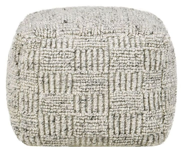 Shades Performance Vico Ivory and Gray Square Outdoor Pouf