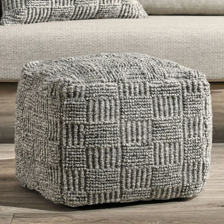 Shades Performance Vico Gray Square Outdoor Pouf