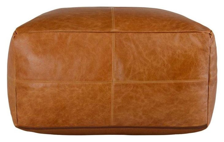 Poufs Leather Dumont Chestnut Leather Square Accent Pouf
