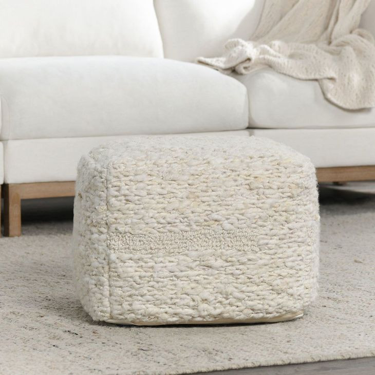 Poufs Sinclair Ivory Square Accent Pouf