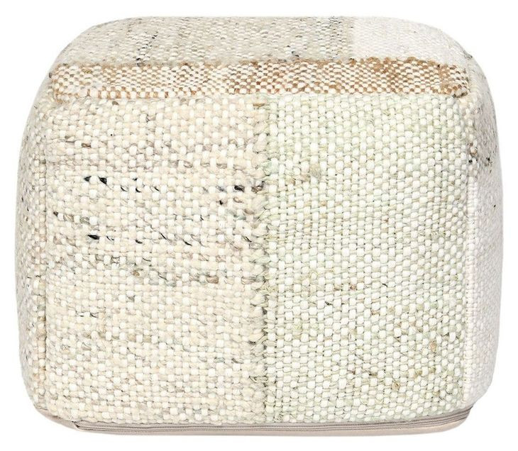 Poufs Ritsa Cream and Brown Square Accent Pouf