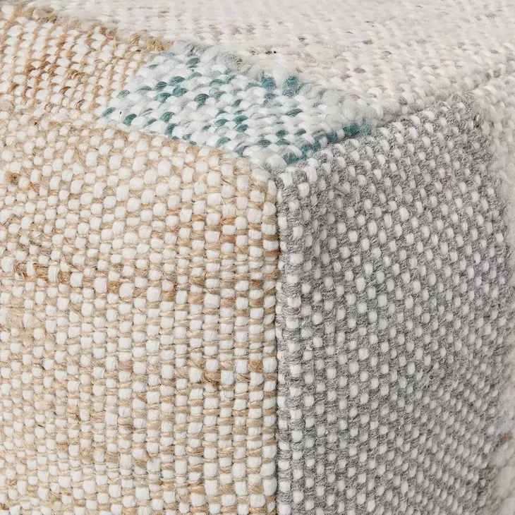 Poufs Ritsa Cream and Brown Square Accent Pouf