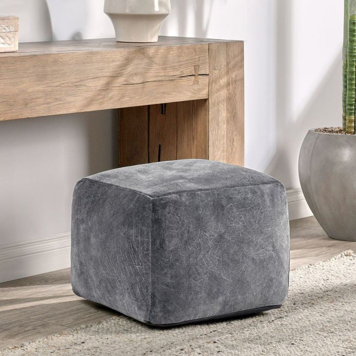 Poufs Heirloom Velvet Stone Gray Square Accent Pouf