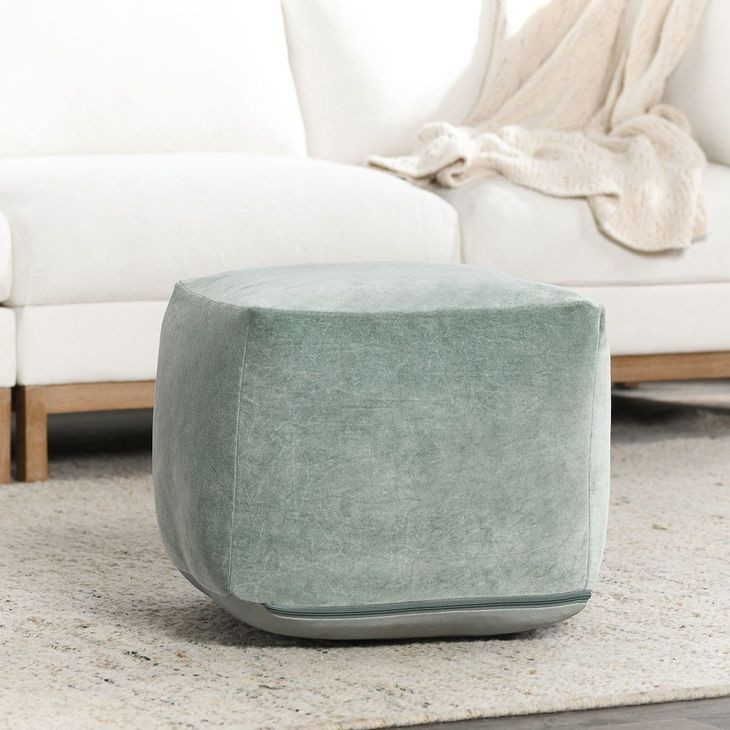 Poufs Heirloom Velvet Bay Green Square Accent Pouf