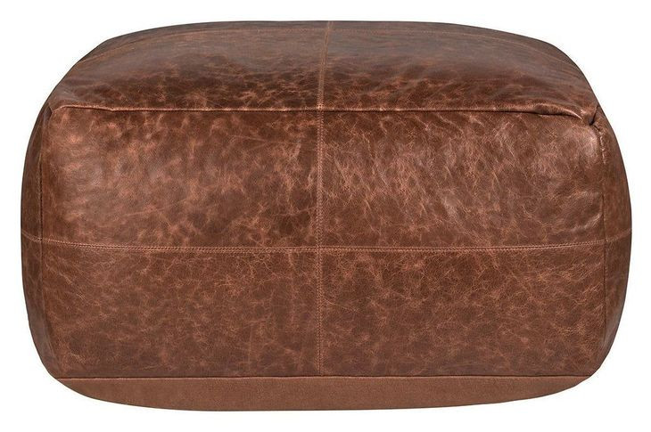 Poufs Leather Kona Brown Leather Square Accent Pouf