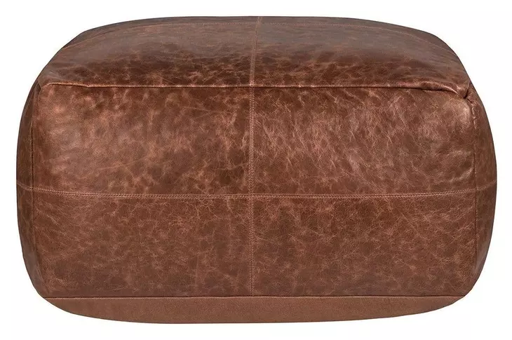 Poufs Leather Kona Brown Leather Square Accent Pouf
