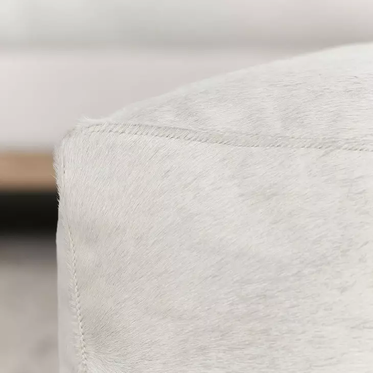 Poufs Hide Canada Ivory Leather Square Accent Pouf