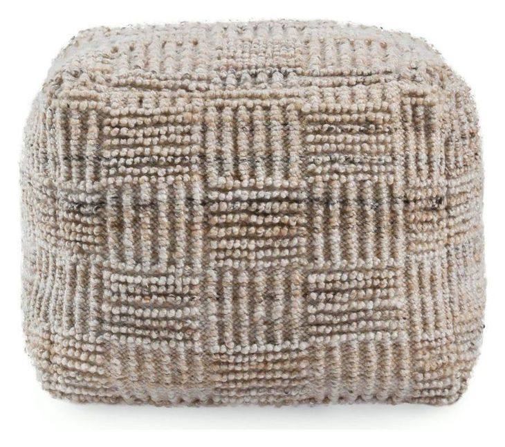 Shades Performance Vico Caramel and Beige Square Outdoor Pouf