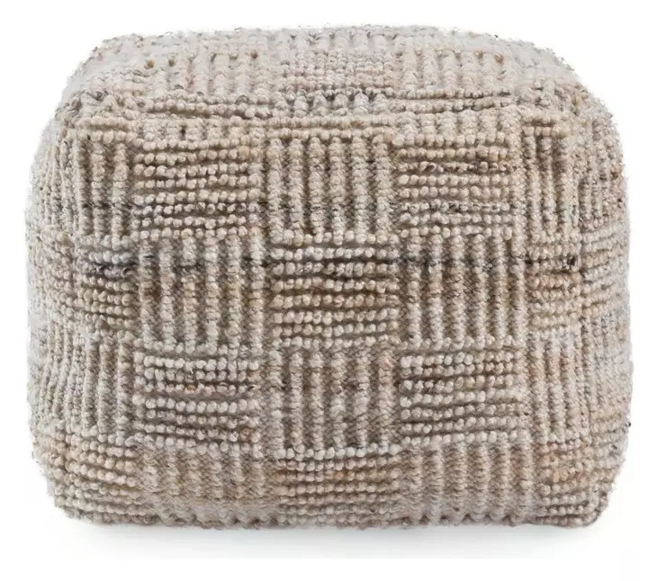 Shades Performance Vico Caramel and Beige Square Outdoor Pouf