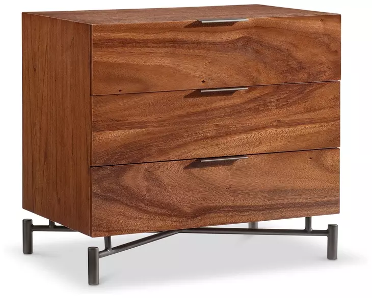 Brasea Lume and Tungsten 3 Drawer Nightstand with USB Charging