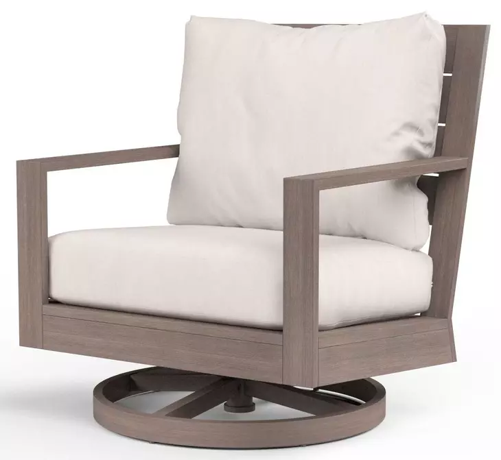 Laguna Canvas Natural Upholstered Outdoor Swivel Rocker Club Chair