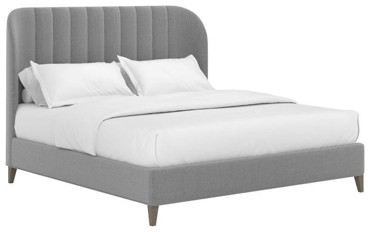 Dante Slate Performance Fabric King Upholstered Wide Channel Panel Bed