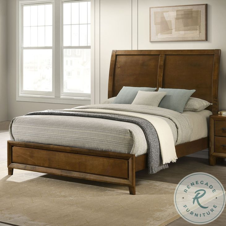 Ballard Walnut Brown Queen Sleigh Bed